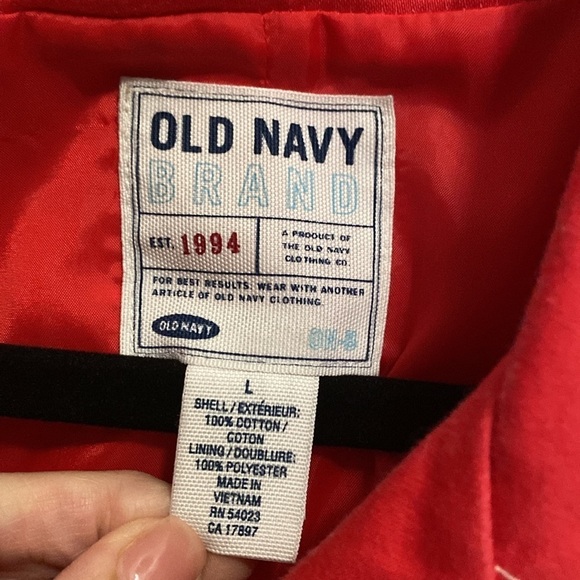 OLD NAVY Womens Coral Button Up Trench Coat Jacke Womens L lightweight Preppy - Picture 9 of 9